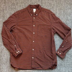 H&M Men's Orange and Black Gingham Button-Down Shirt